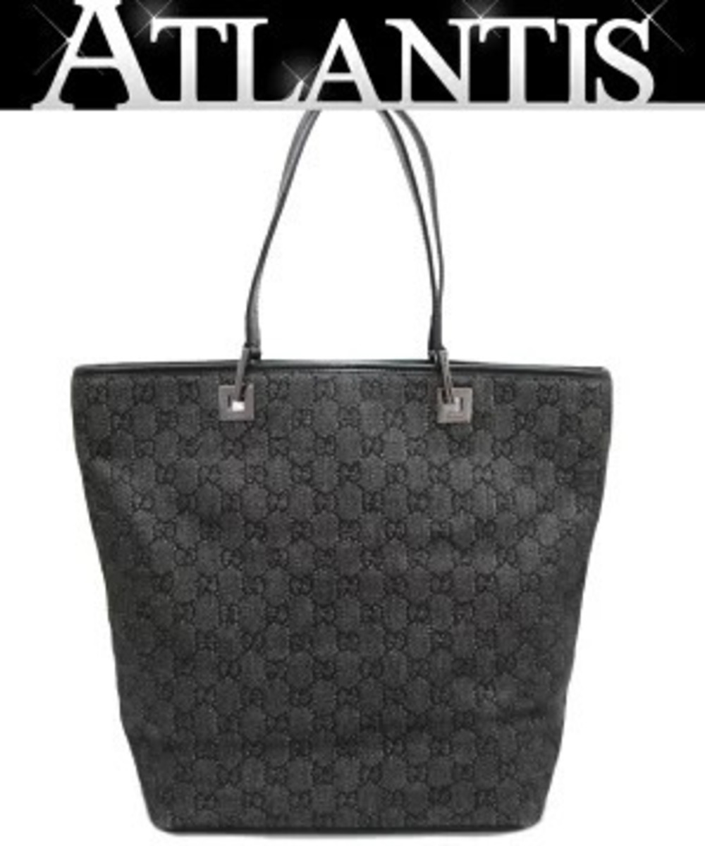 Gucci GG bucket tote bag canvas leather black